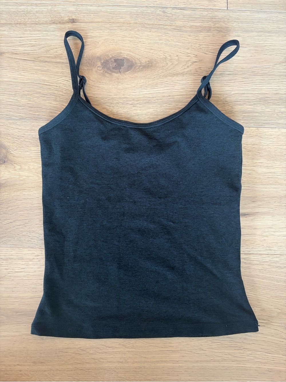 Aritzia Black Ribbed Cami with Adjustable Straps